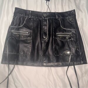 Distressed Faux Leather Mini Skirt Size M NWT